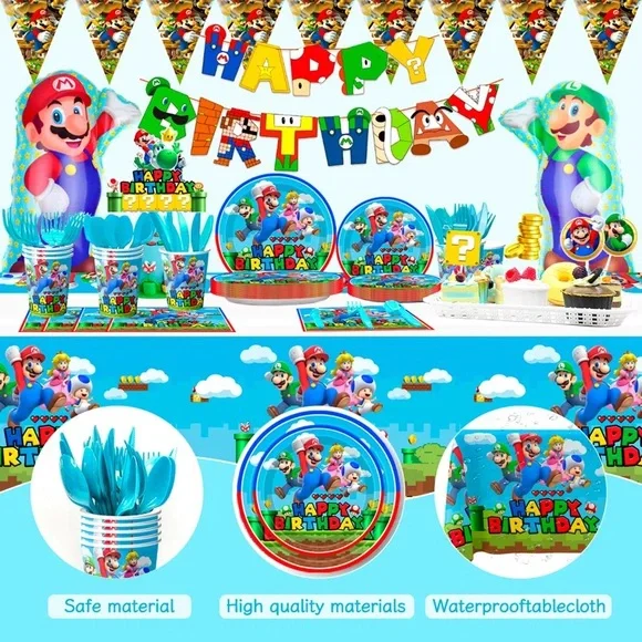 🌙 W5 - Supermario Party Supplies Set - Multicolor - Picture 3 of 3